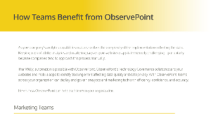 How Teams Benefit from ObservePoint